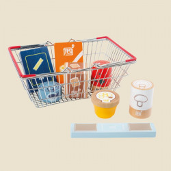 Panier de courses en métal et 9 aliments en bois – Fresh