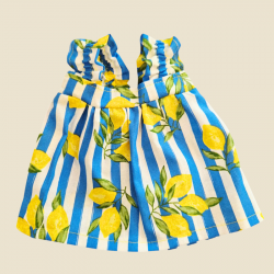 Robe d'été à rayures bleues et motifs citrons