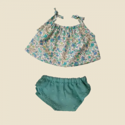 Ensemble Liberty floral et petite culotte verte